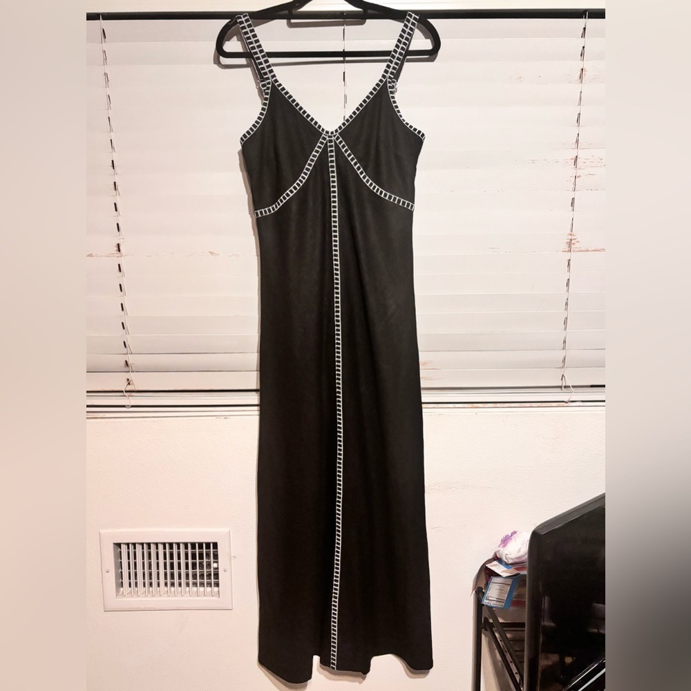 MSK Black linen midi dress